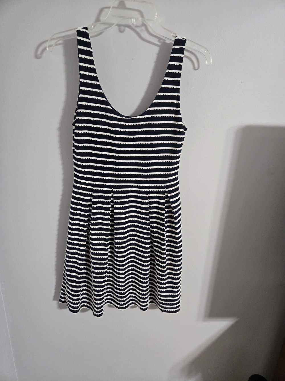 Alythea Black and White Striped Scoop Neck Mini Dress